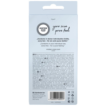 MISTER SIZE PRESERVATIVOS TALLA XS 47 MM 10 UNIDADES