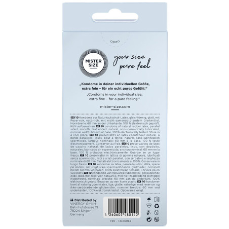 MISTER SIZE PRESERVATIVOS TALLA XL 60 MM 10 UNIDADES