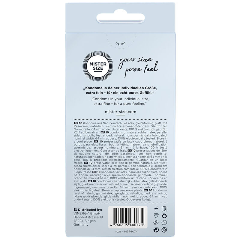 MISTER SIZE PRESERVATIVOS TALLA XXL 64 MM 10 UNIDADES