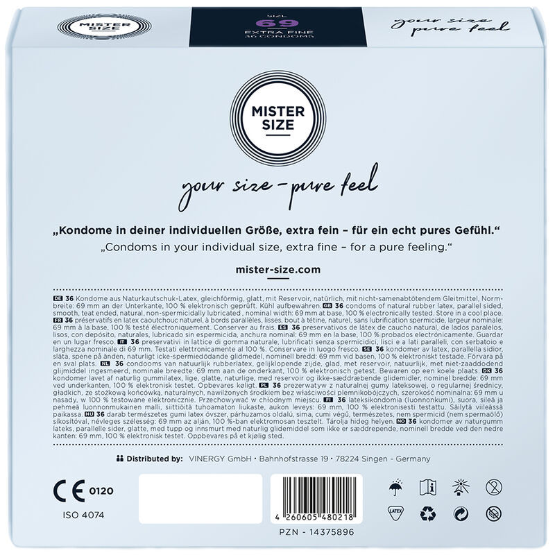 MISTER SIZE PRESERVATIVOS TALLA XXXL 69 MM 36 UNIDADES