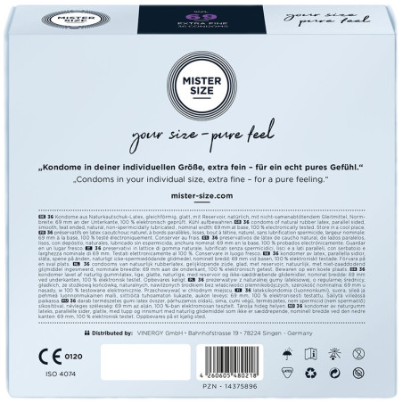 MISTER SIZE PRESERVATIVOS TALLA XXXL 69 MM 36 UNIDADES