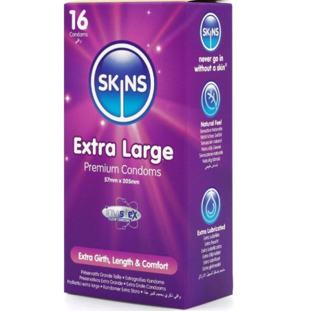 SKINS TAMANO XL PRESERVATIVOS PREMIUM PACK 16