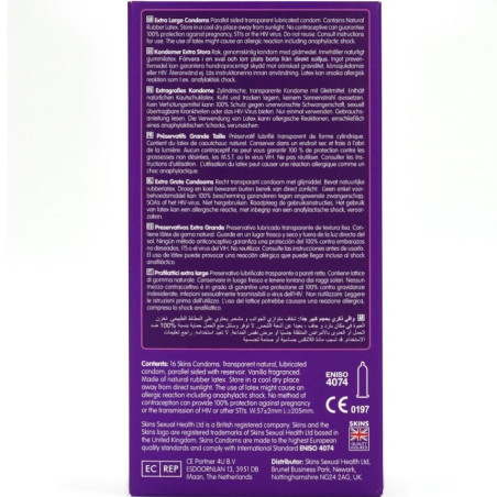SKINS TAMANO XL PRESERVATIVOS PREMIUM PACK 16