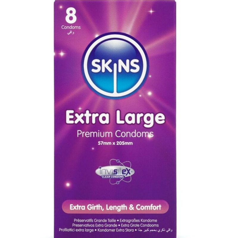 SKINS TAMANO XL PRESERVATIVOS PREMIUM PACK 8