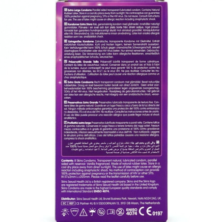 SKINS TAMANO XL PRESERVATIVOS PREMIUM PACK 8