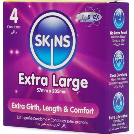 SKINS TAMANO XL PRESERVATIVOS PREMIUM PACK 4