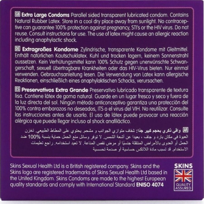 SKINS TAMANO XL PRESERVATIVOS PREMIUM PACK 4