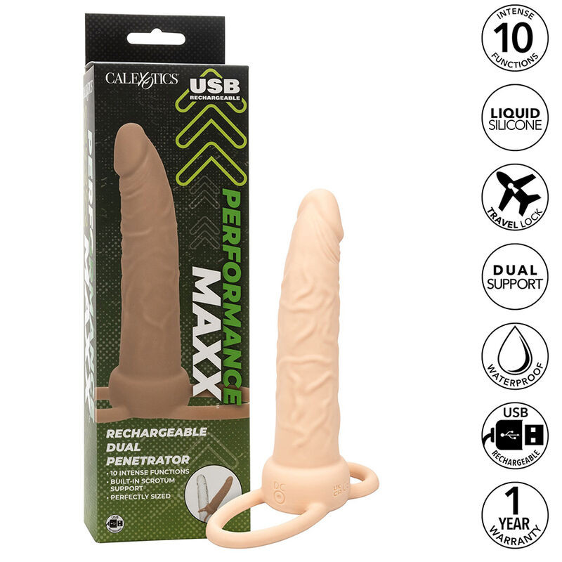 CALEXOTICS PERFORMANCE MAXX DOBLE PENETRADOR RECARGABLE PIEL CLARO