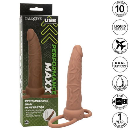 CALEXOTICS PERFORMANCE MAXX DOBLE PENETRADOR RECARGABLE PIEL MORENO