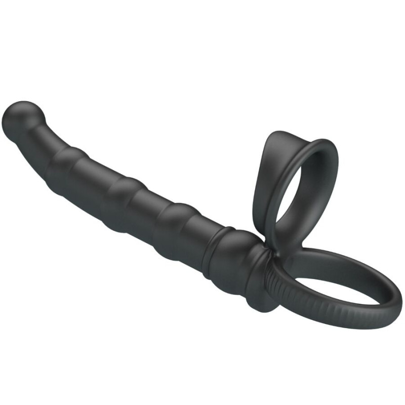 PRETTY LOVE TATUM ANILLO VIBRADOR PENE CON PLUG 10 VIBRACIONES NEGRO