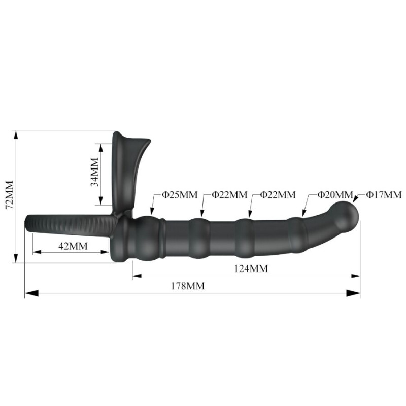 PRETTY LOVE TATUM ANILLO VIBRADOR PENE CON PLUG 10 VIBRACIONES NEGRO