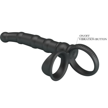 PRETTY LOVE TATUM ANILLO VIBRADOR PENE CON PLUG 10 VIBRACIONES NEGRO