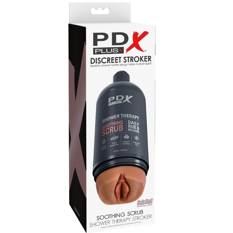 PDX PLUS MASTURBADOR STROKER DISENO DISCRETO DE BOTE CHAMPU SOOTHING SCRUB CARAMELO