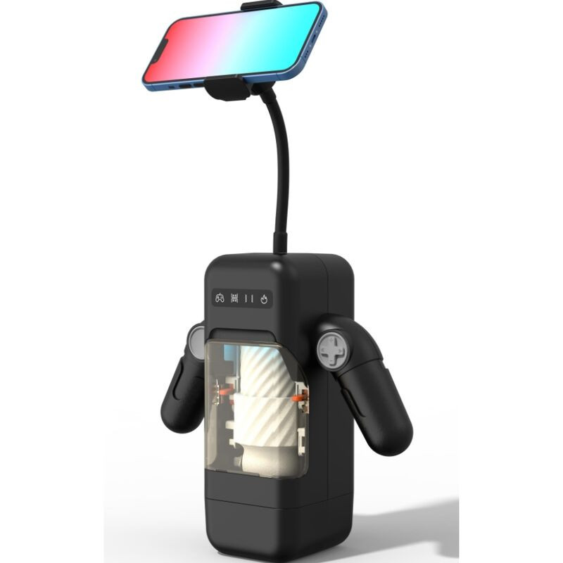 GAME CUP MASTURBADOR MASCULINO CON VIBRACION Y FUNCION CALOR CON SOPORTE PARA MOVILES NEGRO