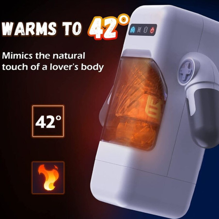 GAME CUP MASTURBADOR MASCULINO CON VIBRACION Y FUNCION CALOR CON SOPORTE PARA MOVILES NEGRO