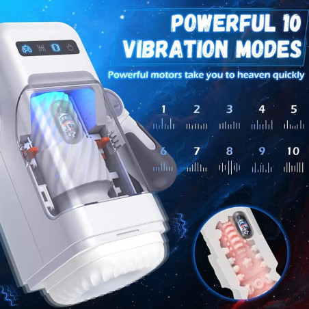 GAME CUP MASTURBADOR MASCULINO CON VIBRACION Y FUNCION CALOR CON SOPORTE PARA MOVILES NEGRO