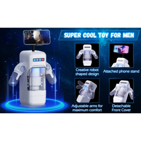 GAME CUP MASTURBADOR MASCULINO CON VIBRACION Y FUNCION CALOR CON SOPORTE PARA MOVILES NEGRO