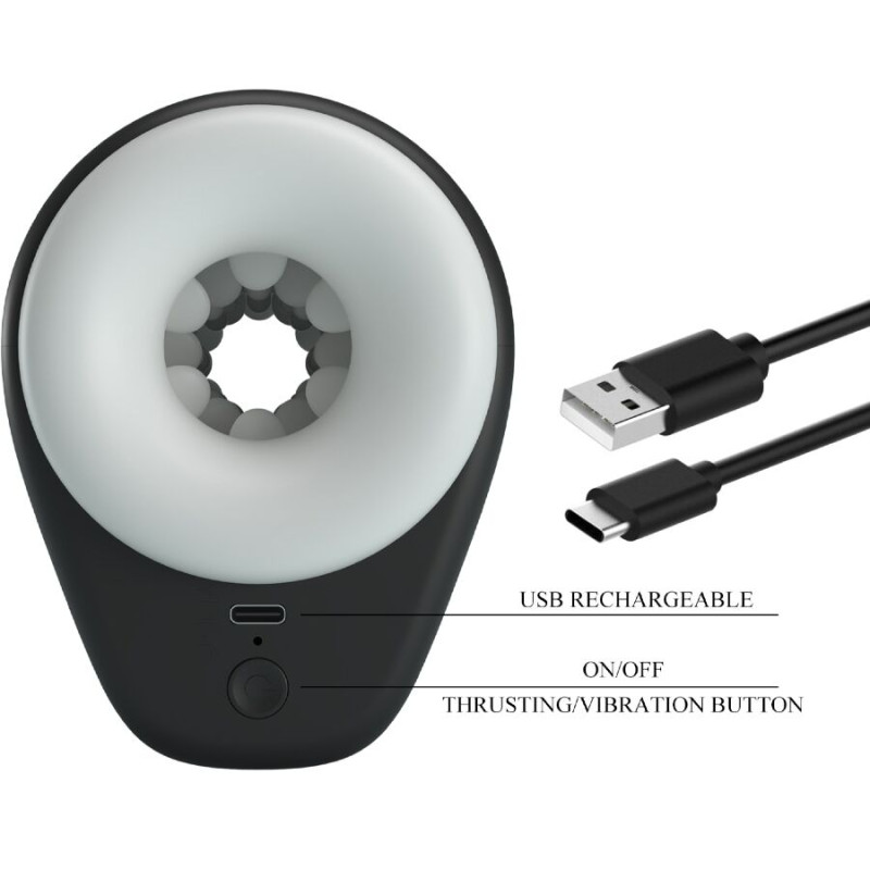 PRETTY LOVE DJ GIRL MASTURBADOR MASCULINO CON VIBRACION 5 CONFIGURACIONES NEGRO