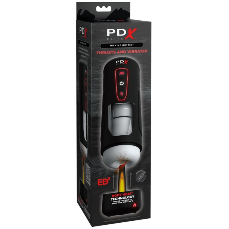 PDX ELITE MILK ME HOTTER MASTURBADOR AUTOMATICO CON THRUSTING Y VIBRACION EFECTO CALOR