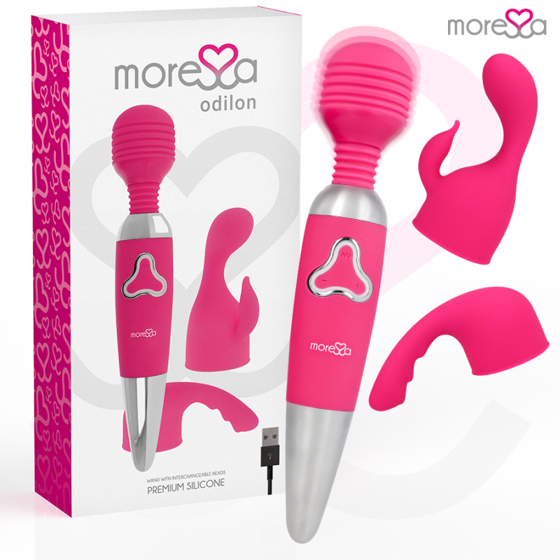 MORESSA ODILON WAND POTENTE MOTOR MAS DOS CABEZALES PREMIUM SILICONE RECARGABLE