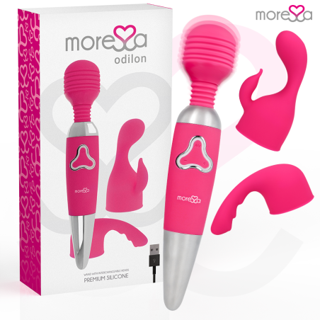 MORESSA ODILON WAND POTENTE MOTOR MAS DOS CABEZALES PREMIUM SILICONE RECARGABLE