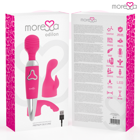 MORESSA ODILON WAND POTENTE MOTOR MAS DOS CABEZALES PREMIUM SILICONE RECARGABLE