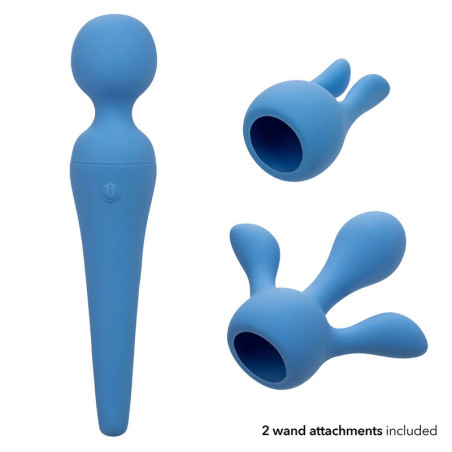 CALEXOTICS COUTURE KIT VIBRADOR WAND 10 VIBRACIONES AZUL