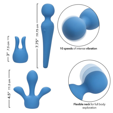 CALEXOTICS COUTURE KIT VIBRADOR WAND 10 VIBRACIONES AZUL