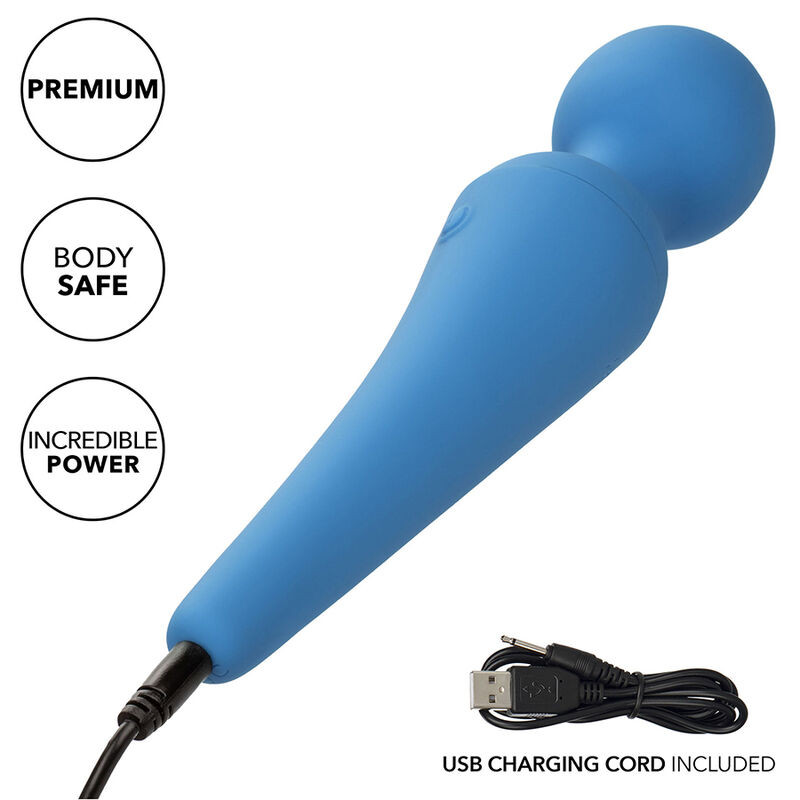 CALEXOTICS COUTURE KIT VIBRADOR WAND 10 VIBRACIONES AZUL