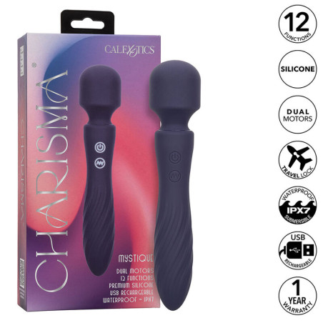 CALEXOTICS CHARISMA MYSTIQUE MASAJEADOR DOBLE MOTOR 12 FUNCIONES 215 CM X 45 CM MORADO