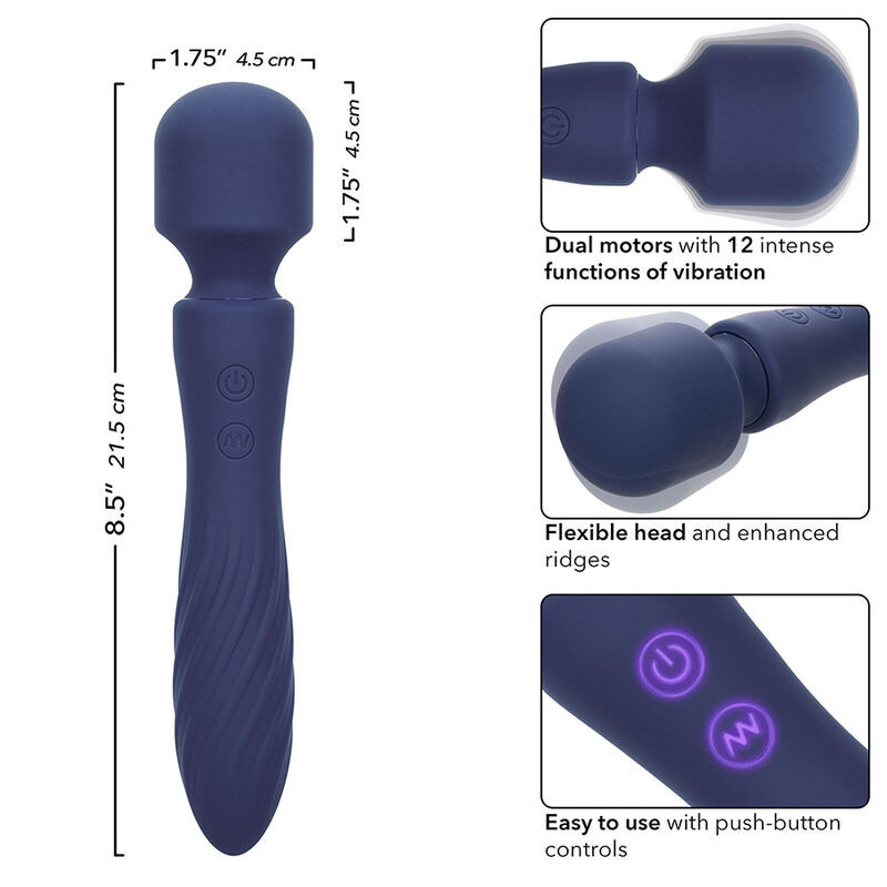 CALEXOTICS CHARISMA MYSTIQUE MASAJEADOR DOBLE MOTOR 12 FUNCIONES 215 CM X 45 CM MORADO