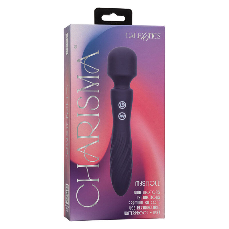 CALEXOTICS CHARISMA MYSTIQUE MASAJEADOR DOBLE MOTOR 12 FUNCIONES 215 CM X 45 CM MORADO