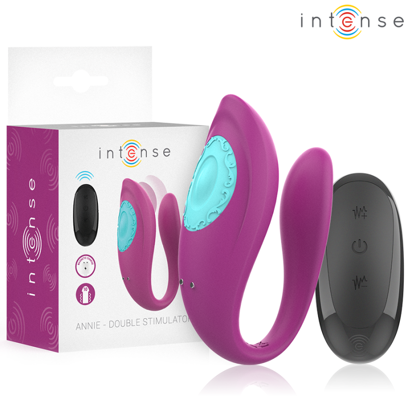 INTENSE ANNIE ESTIMULADOR VIBRADOR FORMA DE U MORADO CONTROL REMOTO