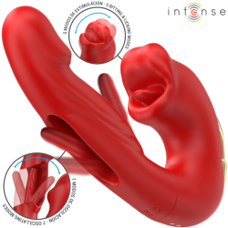 INTENSE NATHY VIBRADOR DOBLE CON BOCA ESTIMULADORA MULTIFUNCION ROJO 2