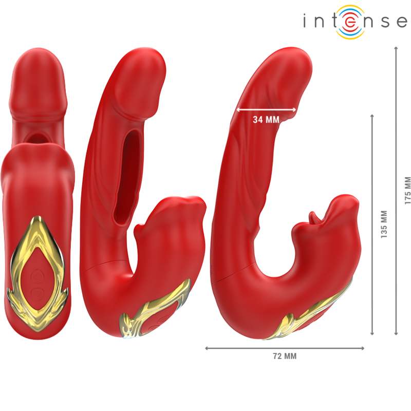 INTENSE NATHY VIBRADOR DOBLE CON BOCA ESTIMULADORA MULTIFUNCION ROJO