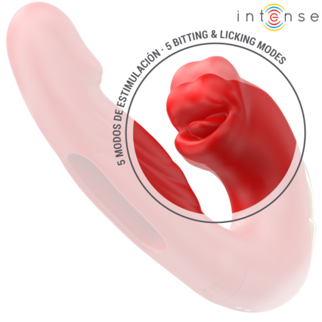 INTENSE NATHY VIBRADOR DOBLE CON BOCA ESTIMULADORA MULTIFUNCION ROJO