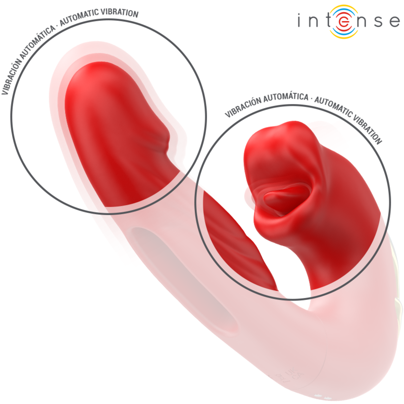 INTENSE NATHY VIBRADOR DOBLE CON BOCA ESTIMULADORA MULTIFUNCION ROJO
