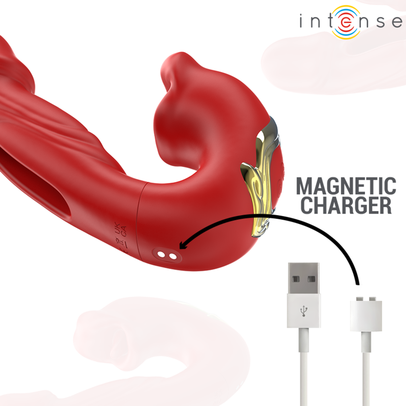 INTENSE NATHY VIBRADOR DOBLE CON BOCA ESTIMULADORA MULTIFUNCION ROJO