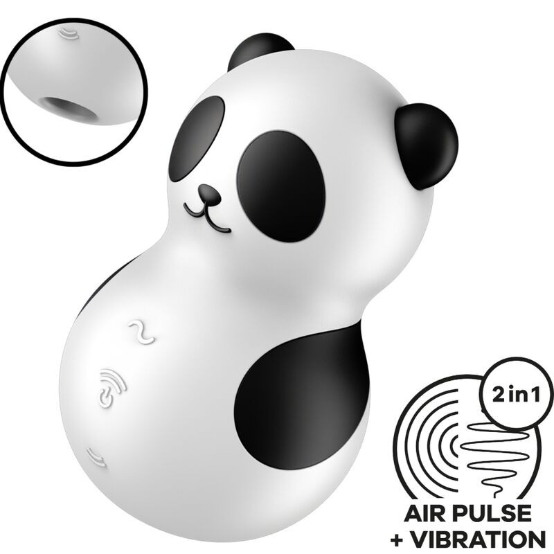 SATISFYER POCKET PANDA ESTIMULADOR VIBRADOR BLANCO Y NEGRO