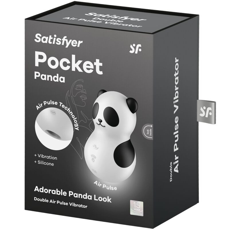 SATISFYER POCKET PANDA ESTIMULADOR VIBRADOR BLANCO Y NEGRO