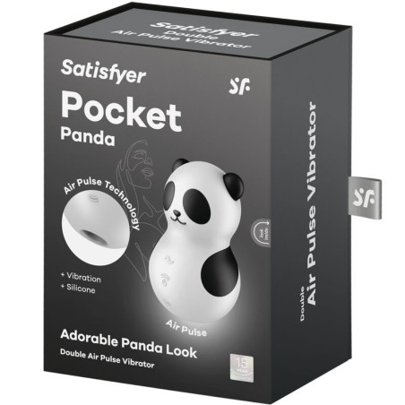 SATISFYER POCKET PANDA ESTIMULADOR VIBRADOR BLANCO Y NEGRO