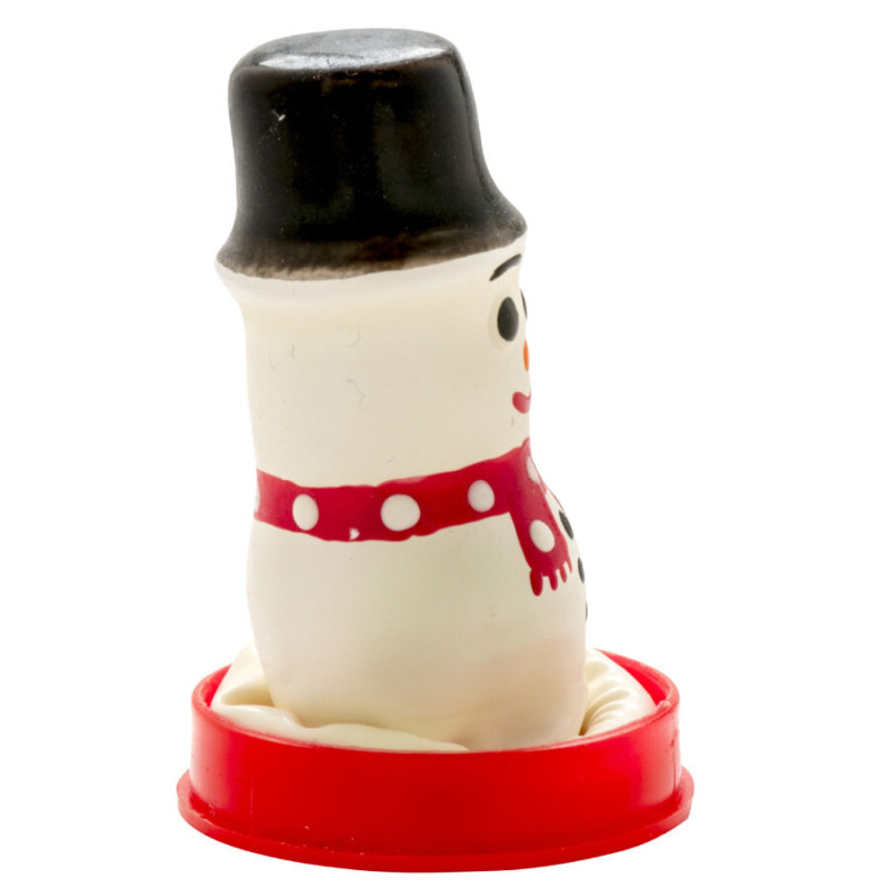 CONDOMERIE PRESERVATIVO DECORATIVO PINTADO A MANO MUNECO DE NIEVE