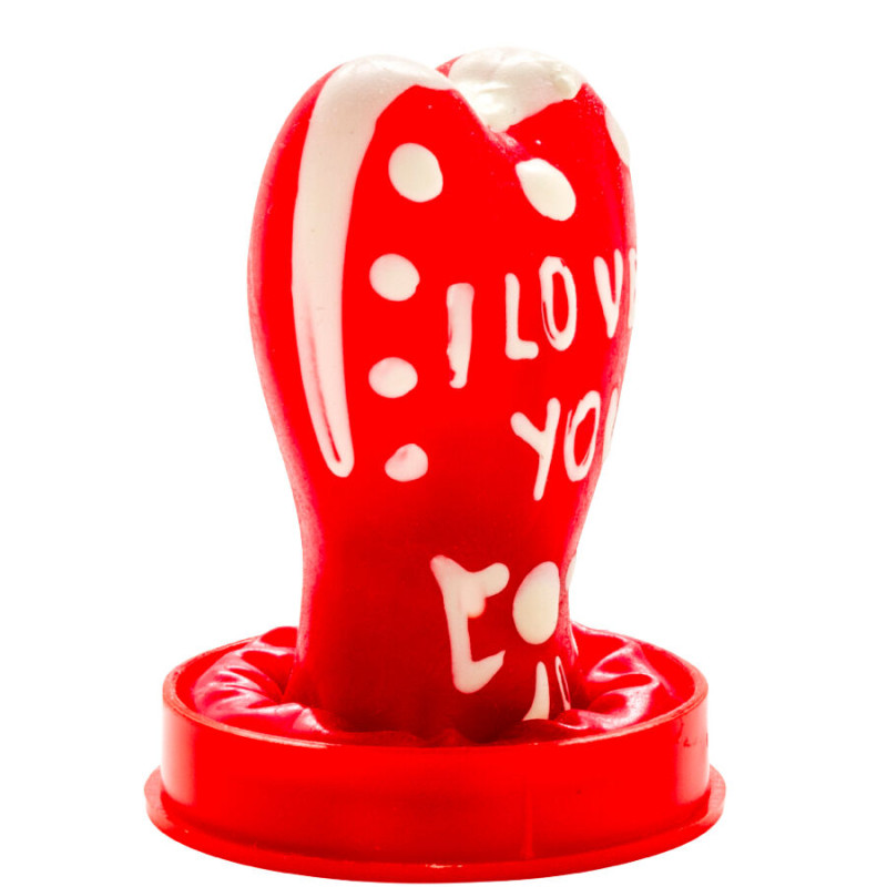 CONDOMERIE PRESERVATIVO DECORATIVO PINTADO A MANO CORAZON TE AMO MODELO 1