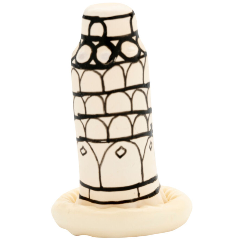 CONDOMERIE PRESERVATIVO DECORATIVO PINTADO A MANO TORRE DE PISA