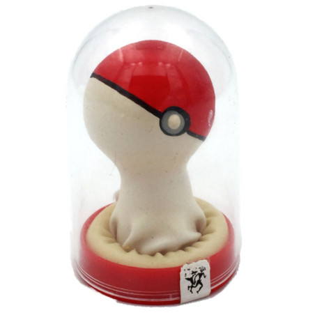 CONDOMERIE PRESERVATIVO DECORATIVO PINTADO A MANO POKEBOLA ROJO BLANCO
