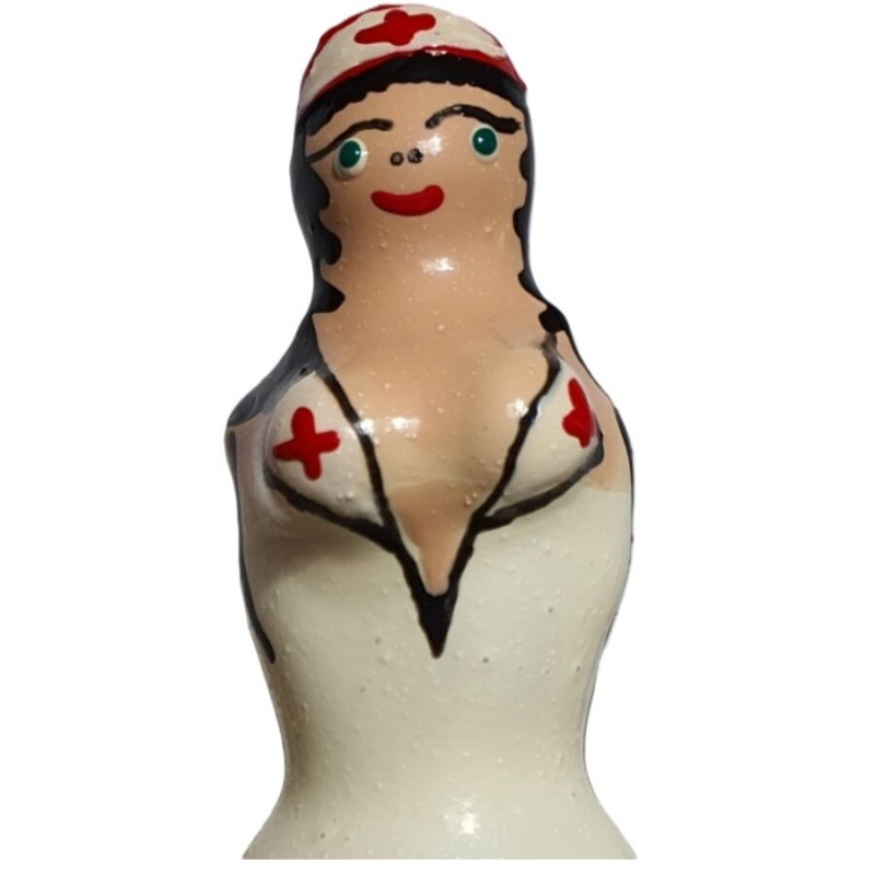 CONDOMERIE PRESERVATIVO DECORATIVO PINTADO A MANO ENFERMERA RUBIA