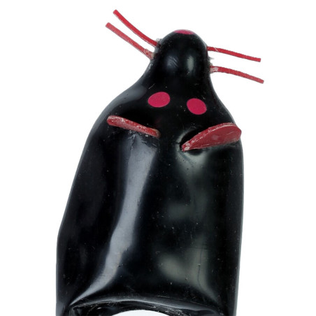 CONDOMERIE PRESERVATIVO DECORATIVO PINTADO A MANO RATON NEGRO XL