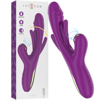 INTENSE ATENEO VIBRADOR MULTIFUNCION RECARGABLE 7 VIBRACIONES CON LENGUA OSCILANTE Y SUCCIONADOR MORADO