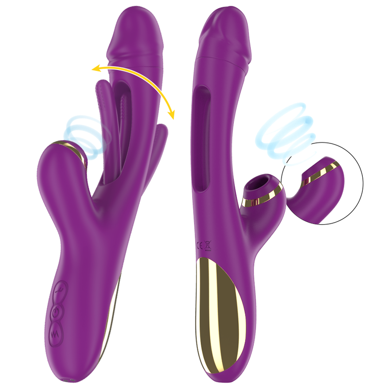 INTENSE ATENEO VIBRADOR MULTIFUNCION RECARGABLE 7 VIBRACIONES CON LENGUA OSCILANTE Y SUCCIONADOR MORADO