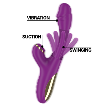 INTENSE ATENEO VIBRADOR MULTIFUNCION RECARGABLE 7 VIBRACIONES CON LENGUA OSCILANTE Y SUCCIONADOR MORADO
